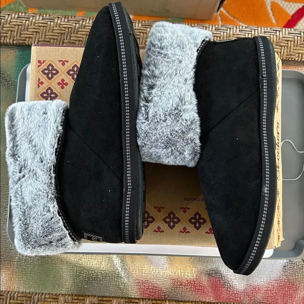 Skechers Cozy Campfire Slipper Boots with Faux Fur - Meant to Be Black 9.5 NWT